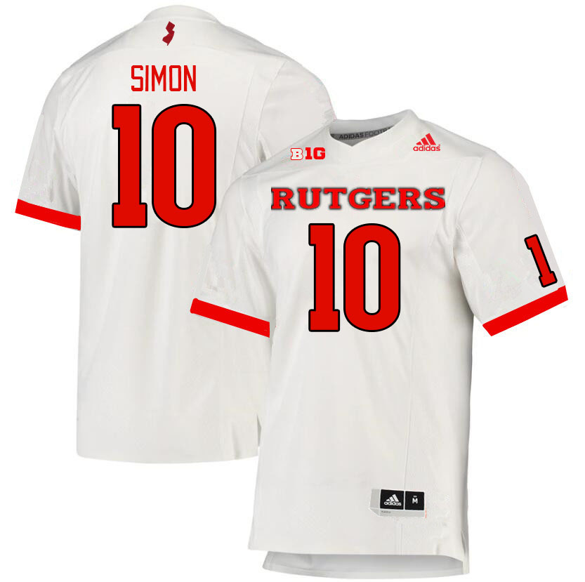 Men #10 Evan Simon Rutgers Scarlet Knights College Football Jerseys Stitched Sale-White - Click Image to Close